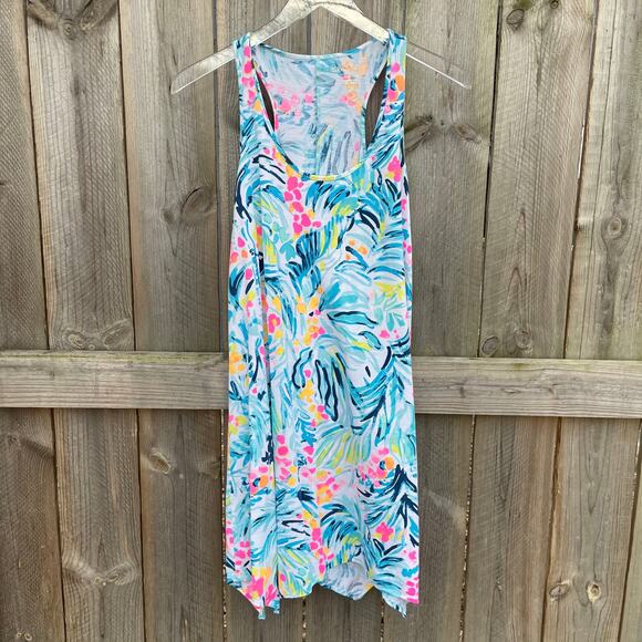 Lilly Pulitzer Women Trapeze Dress Tippy Top Scoop Neck Asymmetrical Hem Blue XS - Picture 1 of 8